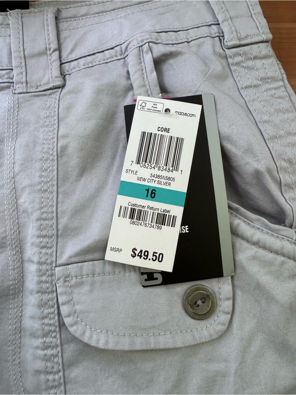 Style & Co New City Silver Cropped Pants Size 16 New With Tags - Picture 4 of 10